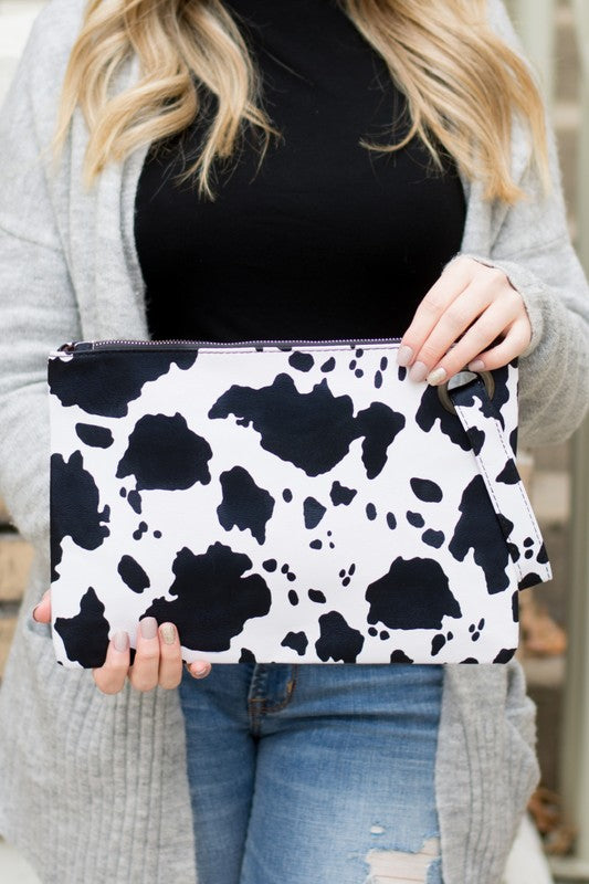 Aili's Corner Cow Print Oversized Everyday Clutch
