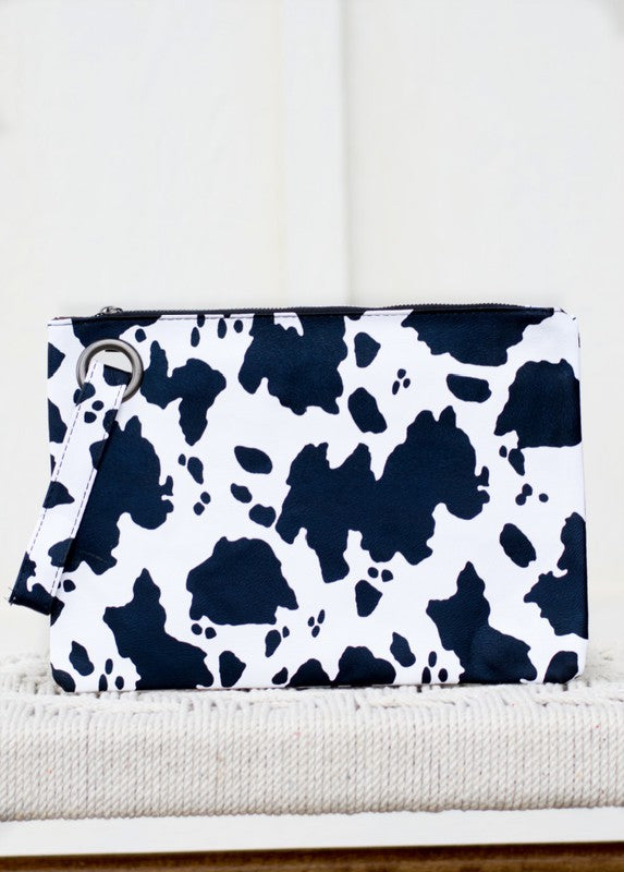 Aili's Corner Cow Print Oversized Everyday Clutch