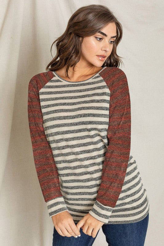 EG fashion Two Tone Terry Stripe Tunic