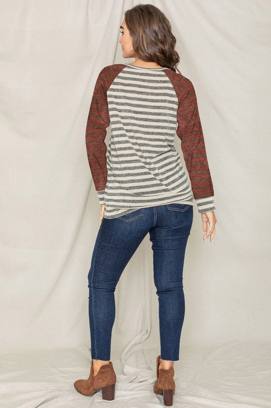 EG fashion Two Tone Terry Stripe Tunic