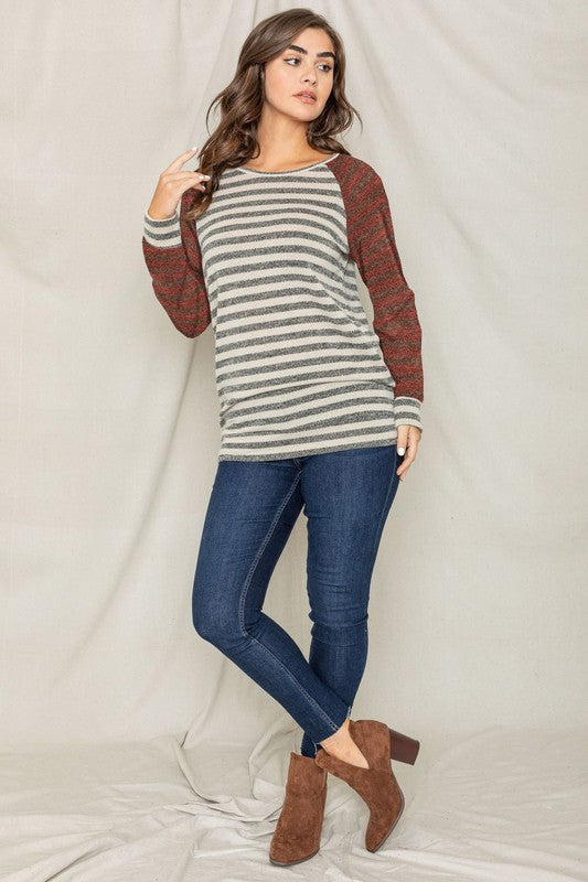 EG fashion Two Tone Terry Stripe Tunic