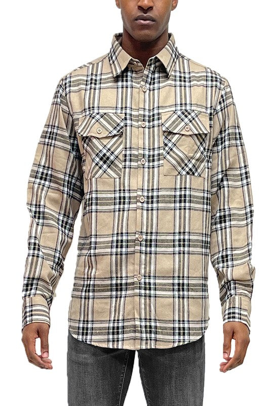 Long Sleeve Flannel Full Plaid Checkered Shirt