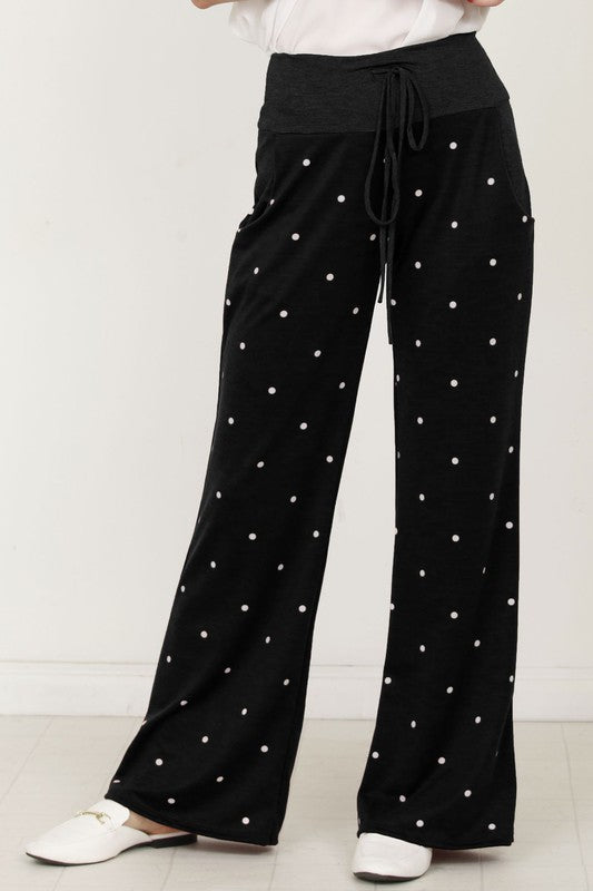 EG fashion Polka Dot Drawstring Pants