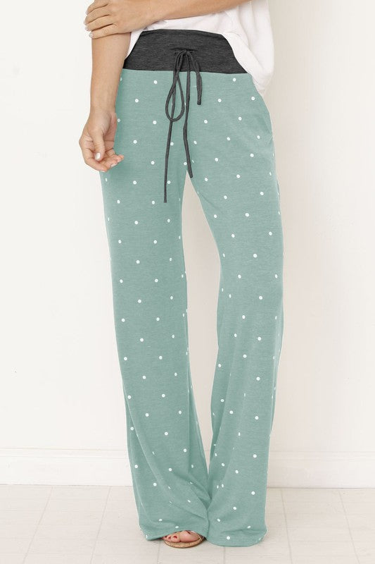 EG fashion Polka Dot Drawstring Pants