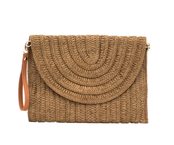 Aili's Corner Straw Foldover Convertible Clutch