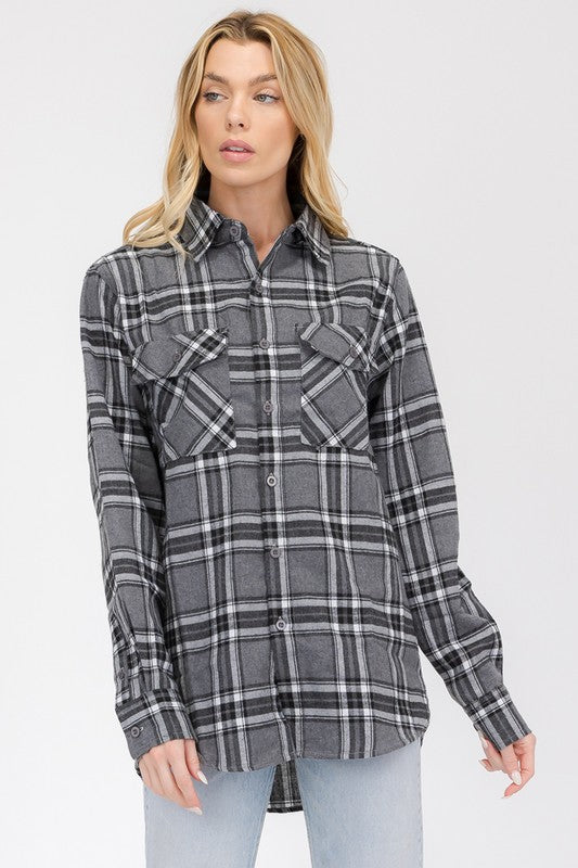 Weiv Womens Boyfriend Long Sleeve Flannel