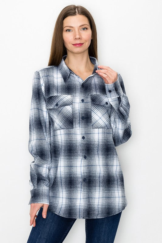 Weiv Womens Boyfriend Long Sleeve Flannel