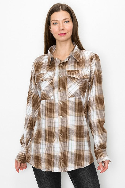 Weiv Womens Boyfriend Long Sleeve Flannel