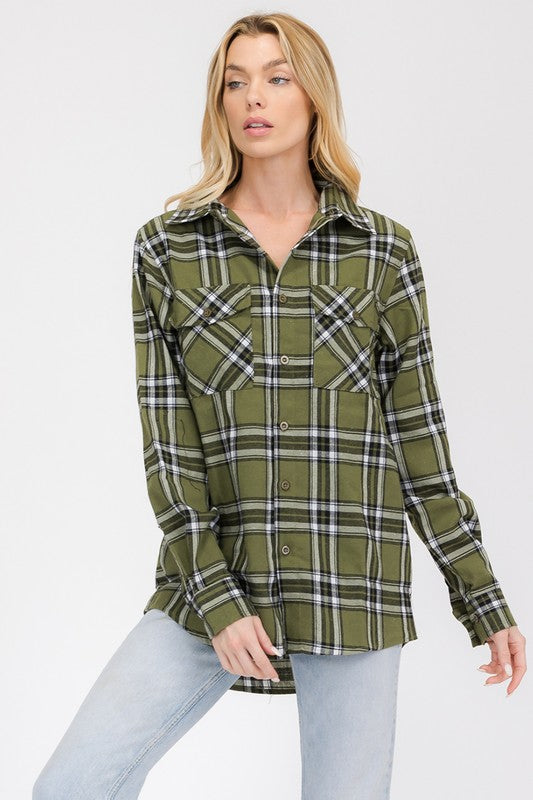 Weiv Womens Boyfriend Long Sleeve Flannel