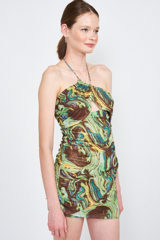 Emory Park Halter Neck Draped Mini Dress