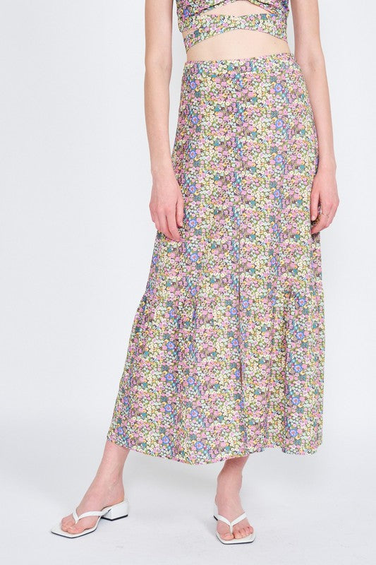 Emory Park Emory Park Button Up Floral Maxi Skirt