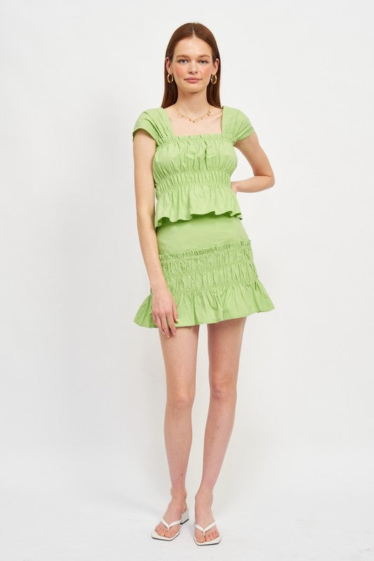 Emory Park High Waist Gathered Mini Skirt