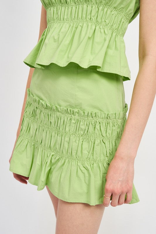 Emory Park High Waist Gathered Mini Skirt