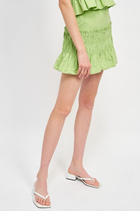 Emory Park High Waist Gathered Mini Skirt