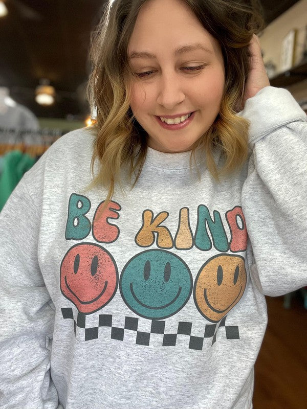 Ask Apparel Be Kind Smiley Sweatshirt