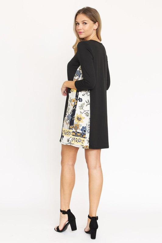 EG fashion Plus Side Contrast A Line Tunic Dress