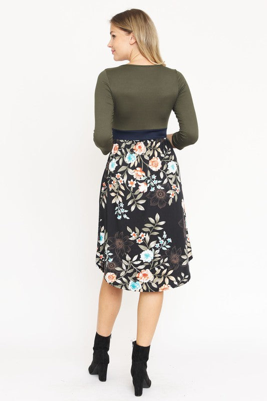 EG fashion Floral Band Midi Dress