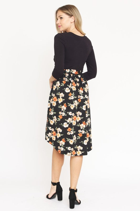 EG fashion Surplice Floral Sash Midi Dress