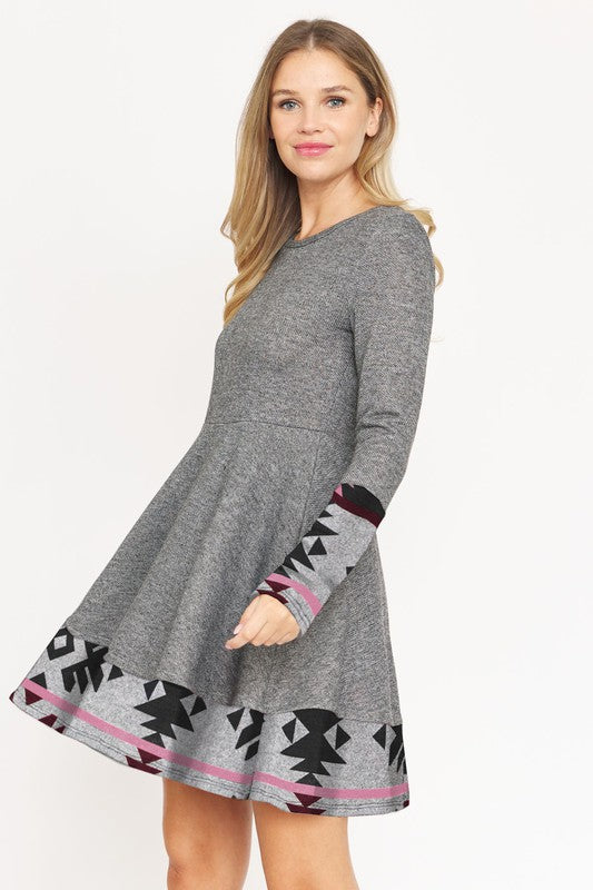 EG fashion Terry Plaid Layered Fit And Flare Dress