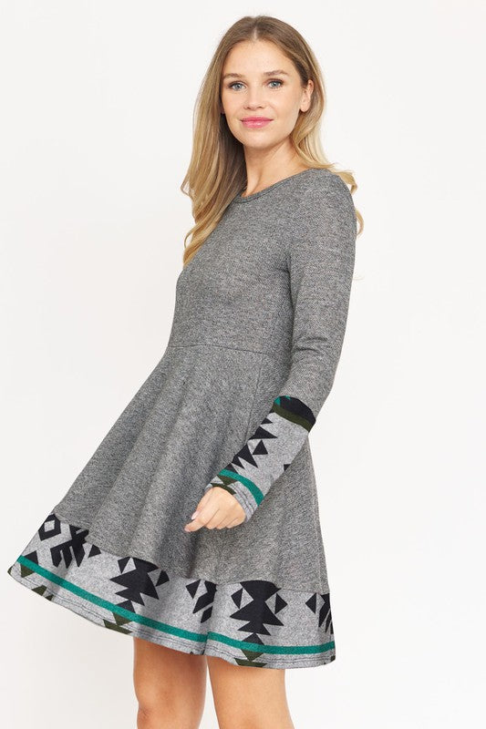 EG fashion Terry Plaid Layered Fit And Flare Dress