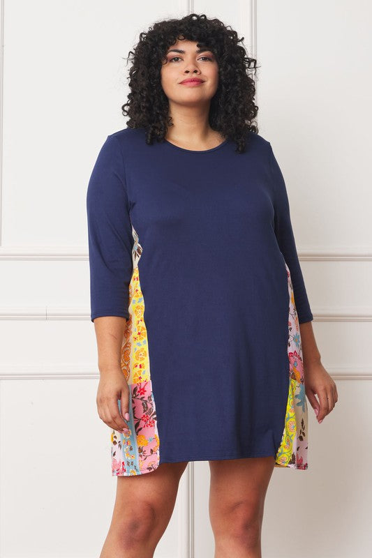 EG fashion Plus Side Contrast A Line Tunic Dress
