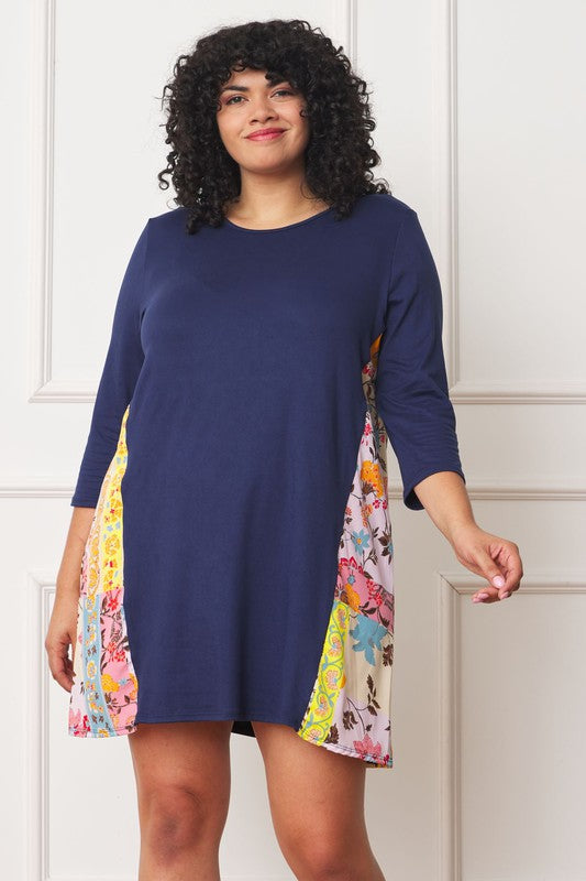 EG fashion Plus Side Contrast A Line Tunic Dress