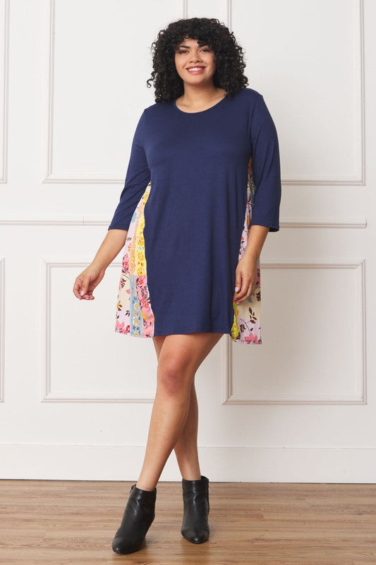 EG fashion Plus Side Contrast A Line Tunic Dress