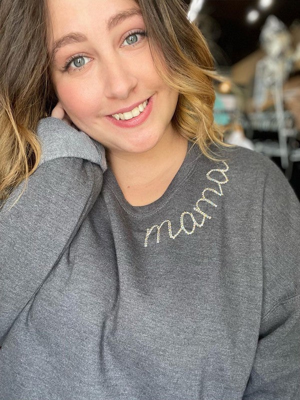 Ask Apparel Mama Embroidery Sweatshirt