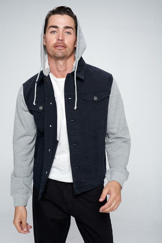 Blue Age Men's Denim Jacket with Fleece Hoodies