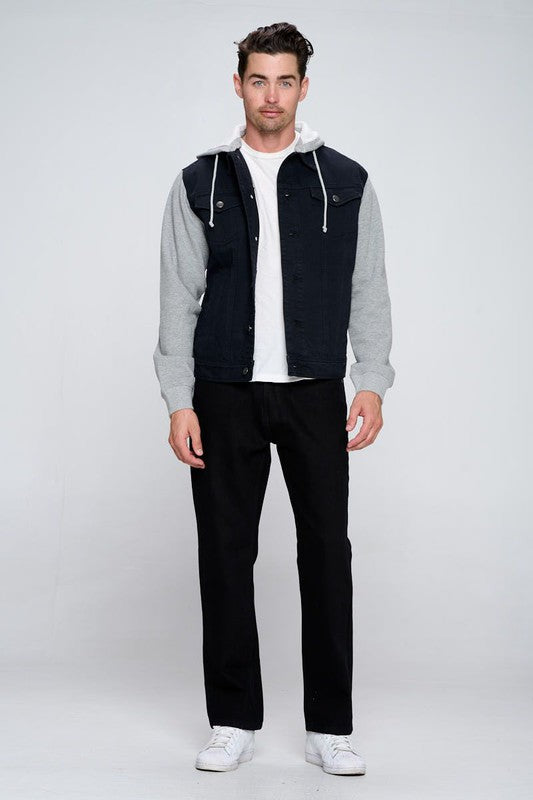 Blue Age Men's Denim Jacket with Fleece Hoodies