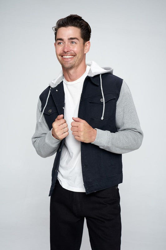 Blue Age Men's Denim Jacket with Fleece Hoodies