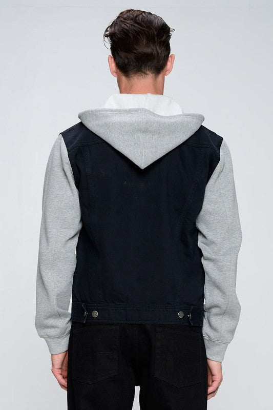 Blue Age Men's Denim Jacket with Fleece Hoodies