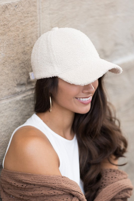 Aili's Corner Boucle Sherpa Teddy Bear Knit Ball Cap