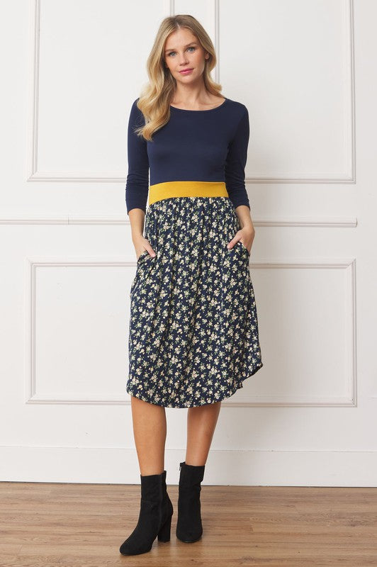EG fashion Curved Hem Band Midi Dress