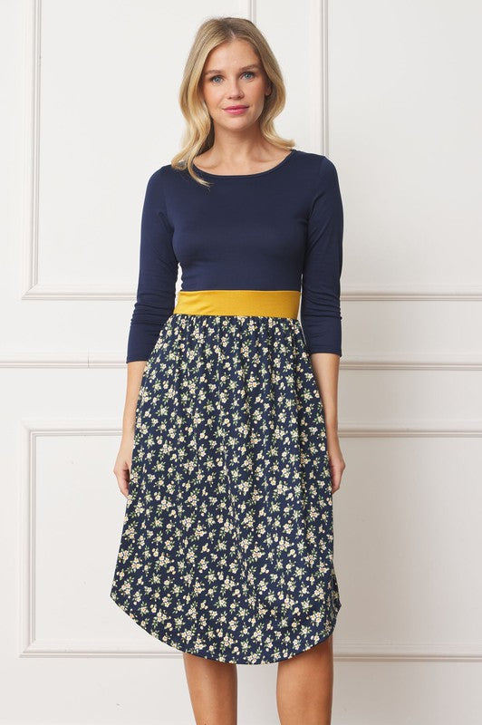 EG fashion Curved Hem Band Midi Dress