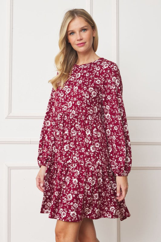 EG fashion Floral Crew Neck Midi Dress