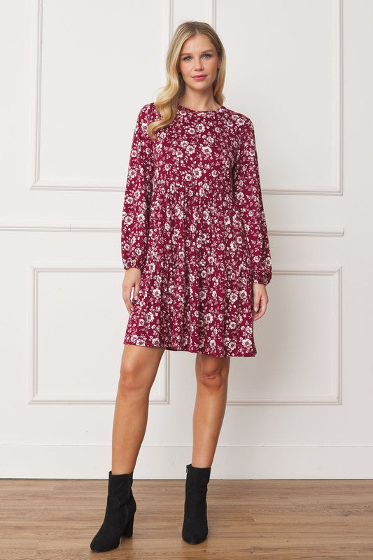 EG fashion Floral Crew Neck Midi Dress