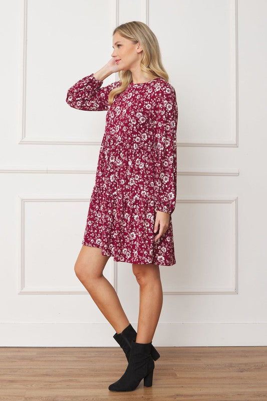 EG fashion Floral Crew Neck Midi Dress