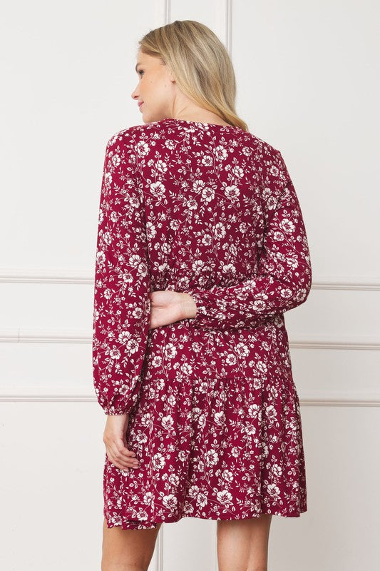 EG fashion Floral Crew Neck Midi Dress