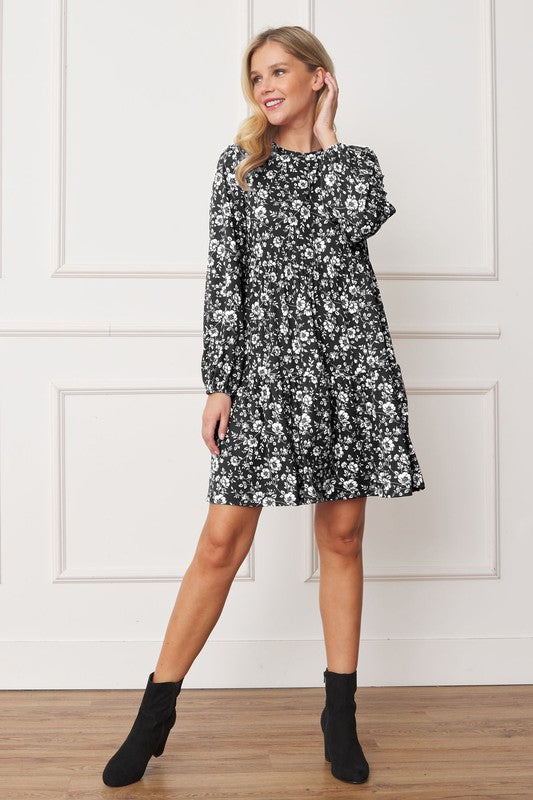 EG fashion Floral Crew Neck Midi Dress