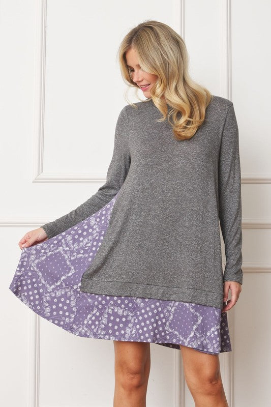 EG fashion Mock Layered Bandana Paisley Mini Dress