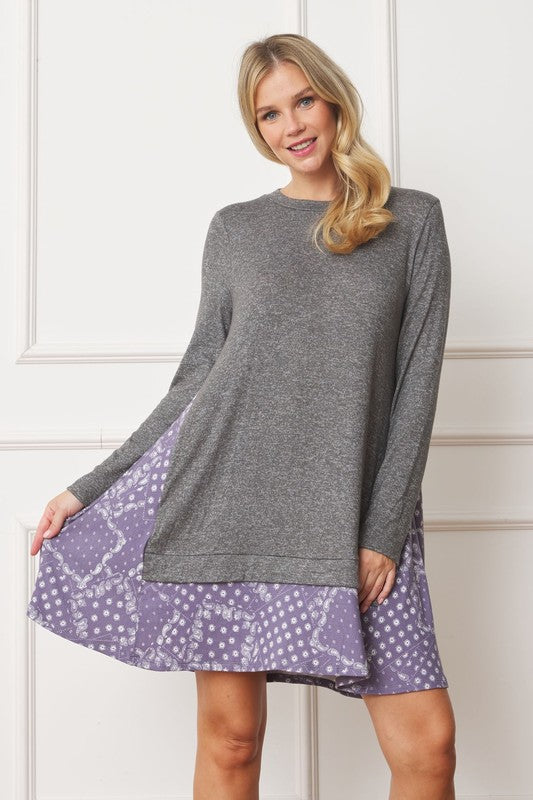 EG fashion Mock Layered Bandana Paisley Mini Dress