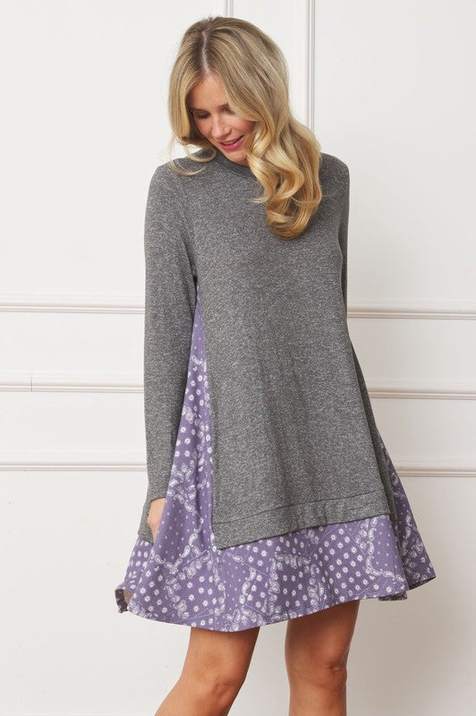 EG fashion Mock Layered Bandana Paisley Mini Dress