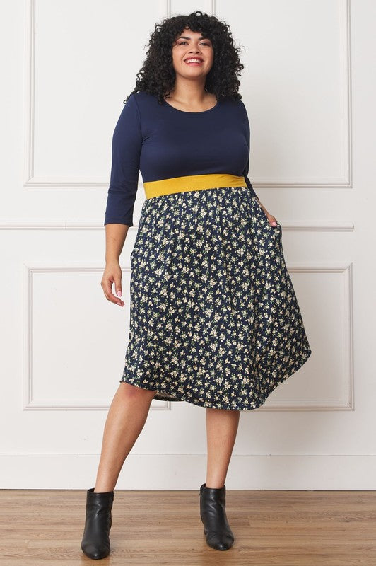 EG fashion Plus Curved Hem Band Midi Dress