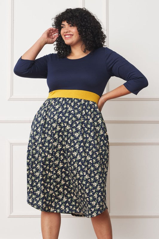 EG fashion Plus Curved Hem Band Midi Dress