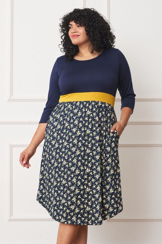 EG fashion Plus Curved Hem Band Midi Dress