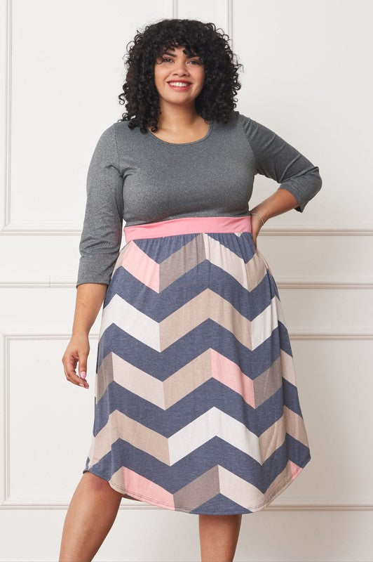 EG fashion Plus Curved Hem Band Midi Dress