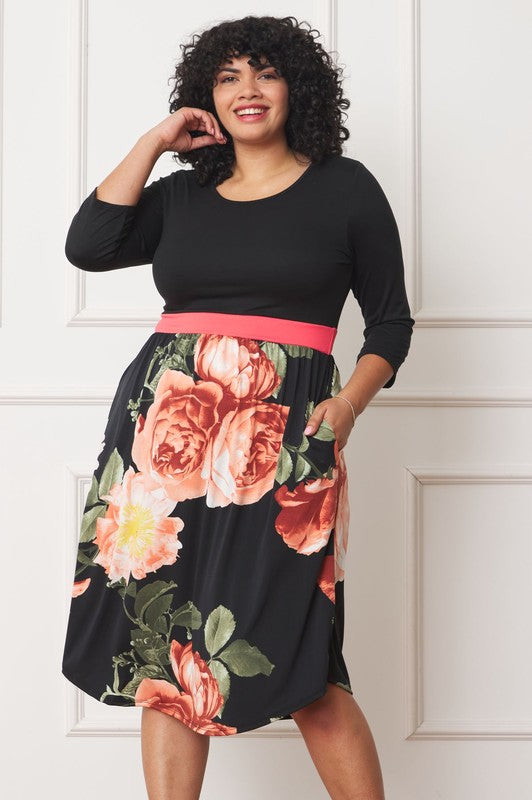 EG fashion Plus Curved Hem Band Midi Dress