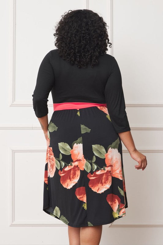 EG fashion Plus Curved Hem Band Midi Dress