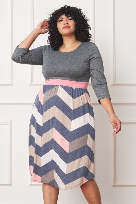 EG fashion Plus Curved Hem Band Midi Dress